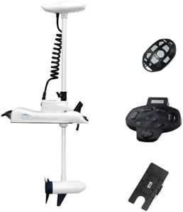 AQUOS Haswing White Cayman 24V 80lbs 54inch Bow Mount Electric Trolling Motor Lightweight, Variable Speed, with Foot Control/Quick Release Bracket for Bass Fishing Boats Freshwater and Saltwater Use