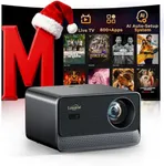 Projector with WiFi and Bluetooth: [1700 ANSI/Ai Auto Focus/800+ Apps/Auto 4P Keystone/Compatible with Netflix] Outdoor-Projector, 1080P Smart-Portable-Mini-Movie-Projector,Lisowod L03Pro with Live TV