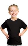 Double F Branded Girl's Cotton Round Neck Half Sleeve Solid T-Shirt (Black, 9-10 Years)