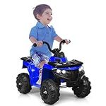 Maxmass 6V Kids Electric Quad Bike, Battery Powered Ride on ATV with Forward & Backward, USB/MP3/AUX, Headlights, Music, Children Electric Toy Car for Boys Girls (Blue)