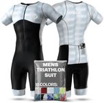 SLS3 Triathlon Suits Mens - Aerodynamic Sleeved Mens Tri Suit - Men Triathlon PRO FX Fabrics - Premium Mens Triathlon Suit - Lightweight Trisuit Triathlon Men, 2 Pockets (Sky Blur, Large)
