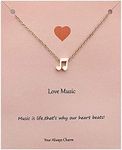 Your Always Charm Music Note Necklace for Women Cute Music Note Pendant Necklace for Music Lovers Music Gifts for Women With Meaning Card, adjustable, Metal, other