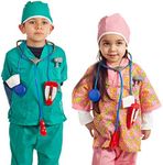 IQ Toys Doctor and Nurse Role Play Dress Up Costume Set Pretend Play for Kids Boys and Girls with 2 Sets of 7 Accessories Including Stethoscopes and Medical Kit Doctor's Equipment