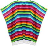 Skeleteen Mexican Serape Poncho Costume - Cinco De Mayo Mexican Fiesta Ponchos for Adults and Kids