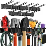 Garage Wall Organizer | 80" Heavy-Duty Tool Storage Rack | Adjustable Double-Layer Hooks | 500 lbs Capacity | Carbon Steel Wall Mount Holder for Shovels, Rakes, Ladders & Power Tools