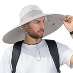 Joyblossom Super Wide Brim Fishing Hat UPF 50+ Sun Safari Hat with Removable Neck Face Flap (Light Grey)