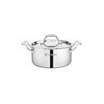 Bergner Argent Junior Chef Triply Stainless Steel 14 cm Casserole with Stainless Steel Lid, 1.2 LTR Casserole, Durable Cookware, Mirror Finish, Induction Base and Gas Ready, Silver