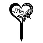 Heart Graveside Memorial Plaque Stake Heart Shaped Pile with Butterfly Decor Grave Garden Yard Signs for Deceased Heart-shaped Wood Pile Family Mom Dad Grandparents