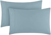 Mellanni Pillow Cases - 2 PC Iconic Collection Pillowcases - Luxury, Extra Soft, Cooling Pillow Covers - Envelope Closure (King 20" x 40", Spa Blue)