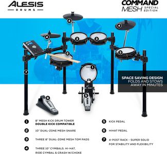Alesis Command Mesh SE Electronic Drum Kit – Mesh Heads, USB/MIDI