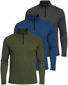 Real Essentials Mens Big and Tall King Size Quarter 1/4 Zip Pullover Long Sleeve Athletic Dry Fit Shirt Gym Running Golf Half Zip Top Workout Sweatshirts Sweater Jacket, Set 6, 5X, Pack of 3