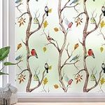 dktie Window Film Stained Glass Window Privacy Film Frosted Glass Bird Window Sticker Non-Adhesive Window Clings for Room Décor, Living Room, Bathroom, Kids Room, Bedroom 44.5x200cm