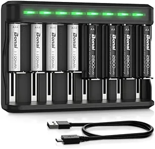 BONAI AA AAA Rechargeable Batteries Charger Set, 4 Pack 2800mAh AA and 4 Pack 1100mAh AAA NiMH Batteries with Smart Universal Battery Charger
