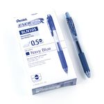 Pentel EnerGel X Retractable Liquid Gel Rollerball Pen, 0.5mm Fine Needle Point, Navy, Box of 12