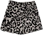 Milumia Women's Leopard Print High Waisted Mini Skort Shorts Twist Front Wrap Short Skirts Grey Medium