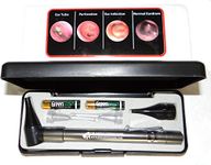 Ear Wax Curettes plus Third Generation Dr Mom Slimline Stainless LED Pocket Otoscope in HARD Travel CASE