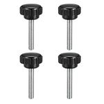 uxcell 4pcs Knurled Clamping Knobs M5 x 40mm Metric Zinc Plated Carbon Steel Male Thread Thumb Screw on Type 21mm Plastic Round Head Threaded Hand Bolt Stud Knobs Black