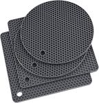 Zoyizi Trivets for Hot Dishes, Hot Pads for Kitchen, Silicone Trivets for Hot pots and Pans, Multi-Purpose Silicone Pot Holder, Heat Resistant Mat Potholders 2 pcs Square and 2 pcs Round (Dark Grey)