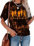 Women's Halloween T Shirt Friends of Horror Tee Tops Funny Graphic Short Sleeve (TDBlack, XX-Large)