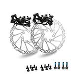 BUCKLOS MTB Bike Disc Brake kit, Mechanical Disc Brakes Aluminum Alloy Caliper for Mountain Bike with 160mm Stainless Steel Rotor/Floating Rotors and is/PM Universal Conversion Adapter (Front+Rear)……