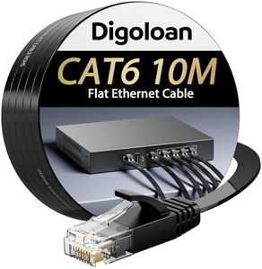 Cat 6 Ethernet Cable 10M, High Speed Long Flat Network LAN, Waterproof Flexible Internet Cable, Gigabit Patch Cord, RJ45 Connector Compatible with Cat7/Cat8, for PC, TV, PS5, Faster Than Cat5-Black