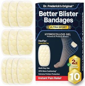 Dr. Frederick's Original Ultra Sport Better Blister Bandages for Feet - 10ct - Heel HexFlex Hydrocolloid Bandages - Ultimate Blister Prevention & Recovery - Waterproof - for Sports & Travel