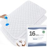 Waterproof Mini Crib Mattress Pad Cover, Quilted Cotton Terry Surface Mini Crib Mattress Protector, 2 Pack, 24" x 38"