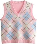 Hyipels Argyle Sweater Vest Womens,