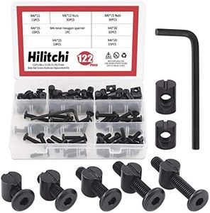 Hilitchi M6 120Pcs Black Hex Socket Head Screws Bolts Barrel Nuts Hardware Assortment Kit for Crib Baby Bed Furniture Cots and Chairs (15mm/20mm/25mm/30mm/35mm-Assortment Kit)