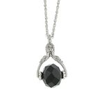 1928 Jewelry Silver-Tone Black Rotating Crystal Necklace, 30"