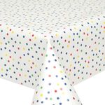 QPC Direct Rainbow Polka Dot PVC Oilcloth Table Cover Vinyl Tablecloth 140 x 200cm Rectangle