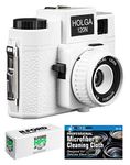 Holga 120N Medium Format Film Camera (White) with Ilford HP5 120 Film Bundle and Microfiber Cloth