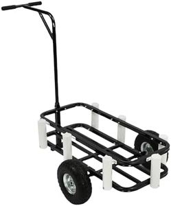 JAYGOVAN Beach Fishing Cart Heavy Duty Wagon with Big Wheels, Collapsible Wagon 200lbs Load Capacity,7 Rod Holders,Heavy-Duty Aluminum Pier Wagon Trolley All-Terrain Cart for Beach and Outdoors