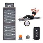 Extra Long Yoga Acupressure Mat Set,Massage Acupuncture Mat Large,Magnetic Mat Acupressure Body mat and Pillow for Neck Back Pain Relief(Grey)