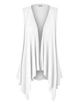 Lock and Love Women's Sleeveless Print/Solid Draped Open Front Cardigan Vest Asymmetric Hem Plus Size, Wsk1071_white, Large