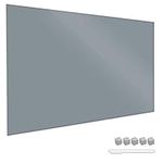 Navaris Gray Magnetic Glass Board - 24" x 35" Dry Erase White Board for Wall, Office, Kitchen - Magnet Whiteboard - includes Marker and 5 Magnets