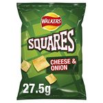 Walkers Squares Cheese and Onion Snacks, 27.5g (Pack of 32)