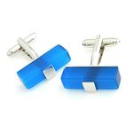 Peluche The Elegant Me: Onyx Stone Studded (Blue) Cufflinks for Men