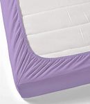 3 PC Elasticated Fitted Bedsheets with Pillow Cover- 10" Deep Pocket Snug Fit- Breathable & Wrinkle Free- 100% Cotton Bedsheet,600 Thread Count- -Lavender Solid,King Size