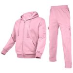 Nothinchan Men's Tracksuit 2 Piece Sweatsuit Set Pullover Athletic Hoodies Jogging Suits Set With Pockets, Pink, Medium