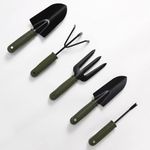 Kuber Industries Garden Tools|Small & Big Hand Trowels|Hand Cultivator|Hand Weeder & Fork Carbon Steel|SJ-5020|Comfortable & Easy Grip Handles|Set of 5|Green & Black (Pack of 6)