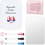 HAUTOCO Locker Accessories for Girls 8PCS Pink Locker Decoration Organizer Supplies with Magnetic Whiteboard, Magnetic Mirror, Pen Holder, Dry Erase Markers and Magnets, Back to School Essentials