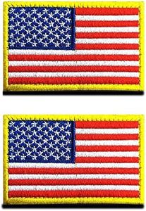 Zcketo 2 PCS United States of America USA Flag Patch Hook and Loop Embroidered National Emblem Patch for Football Billiards Team Work Clothes Jersey Backpack Caps Travel Tactical Military-Gold