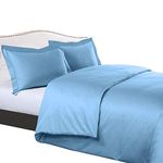 sheetsnthings 100% Cotton- Duvet Cover Set with Buttons Enclosure, 300TC - Solid Blue, Full/Queen, 3PC Duvet Covers