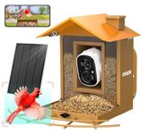 Osoeri Bird Feeder with Camera, Smart Bird Feeder Camera with 1080P HD AI Identify, Metal Bird Feeder Auto Capture Bird Videos & Motion Detection, Ideal Gift for Bird Lovers (Yellow)