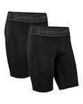 DANISH ENDURANCE Compression Shorts, Running, Gym & Workout, Quick Dry, for Men, 2-Pack, Black, M