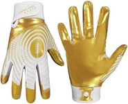 HANDLANDY Youth Football Gloves, Kids Sticky Receiver Gloves,Super Grip Football Glove Best Gift for Boys,Girls (Gold-Youth, X-Small-Youth)