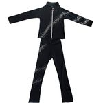 Figure Skating Supplex Plush Jacket and Pants Set Side Seams Rhinestones for Girls ice SkatingTraining Leggings