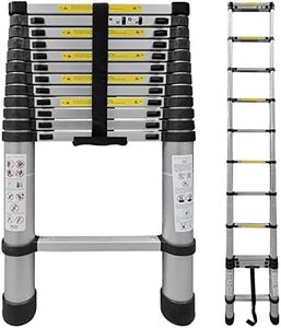 Nassboards,Telescoping Ladder - Lightweight Aluminum Metal - Telescopic, Compact, Multi Purpose, Adjustable Steps, Extendable & Collapsible for Cleaning Gutters, Decorating, Painting Walls (3.2m)