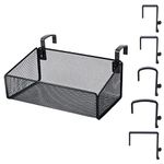 Bedside Caddy Shelf Hanging Bed Organizer Storage Basket for Bunk and Hospital Beds,College Dorm Rooms Baby Bed Rails,Office-Metal Mesh Steel-5 Pairs Sized Hooks-for Phone Glass Magazine Decor (Black)